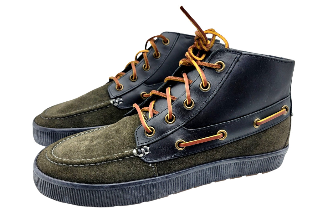 NEW Polo Ralph Lauren Delmont Suede Leather Shoes Black Charcoal Men's Size 8D